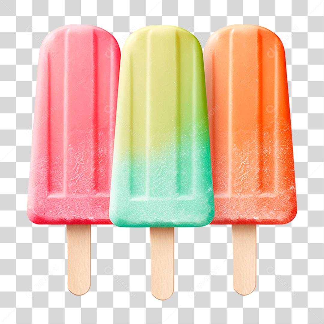 Picolé Colorido PNG Transparente