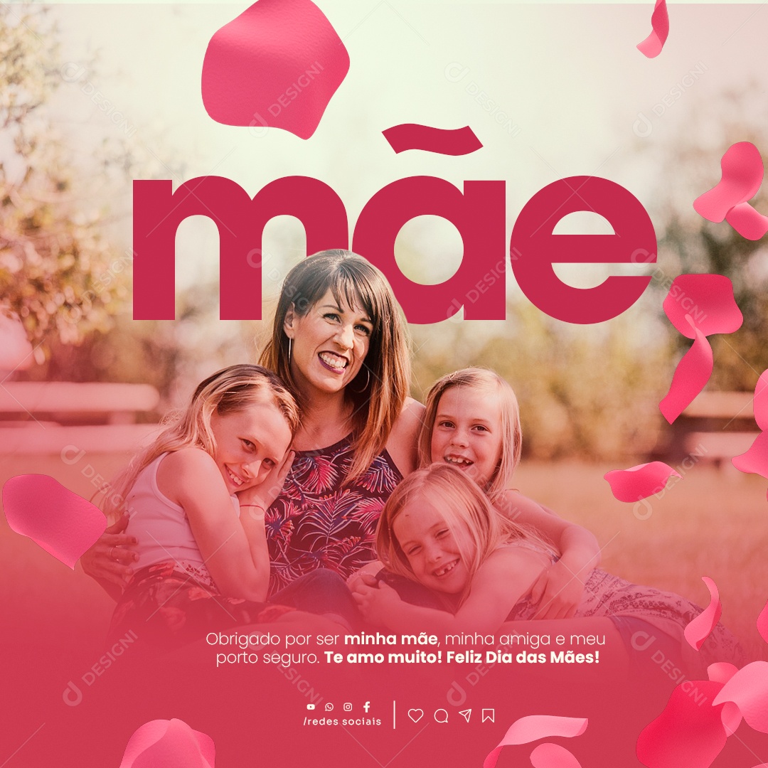 Dia das Mães 12 De Maio Obrigado por ser minha mãe minha amiga Social Media PSD Editável