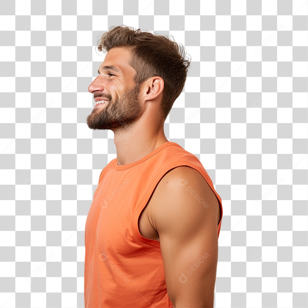 Homem com Camisa Regata Olhando para o Lado PNG Transparente