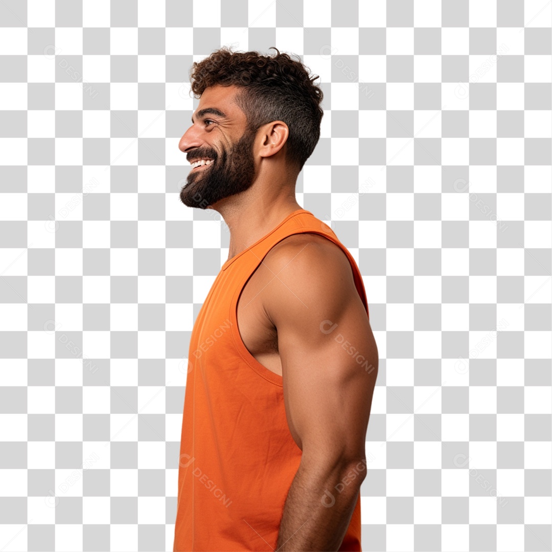 Homem com Camisa Regata Olhando para o Lado PNG Transparente