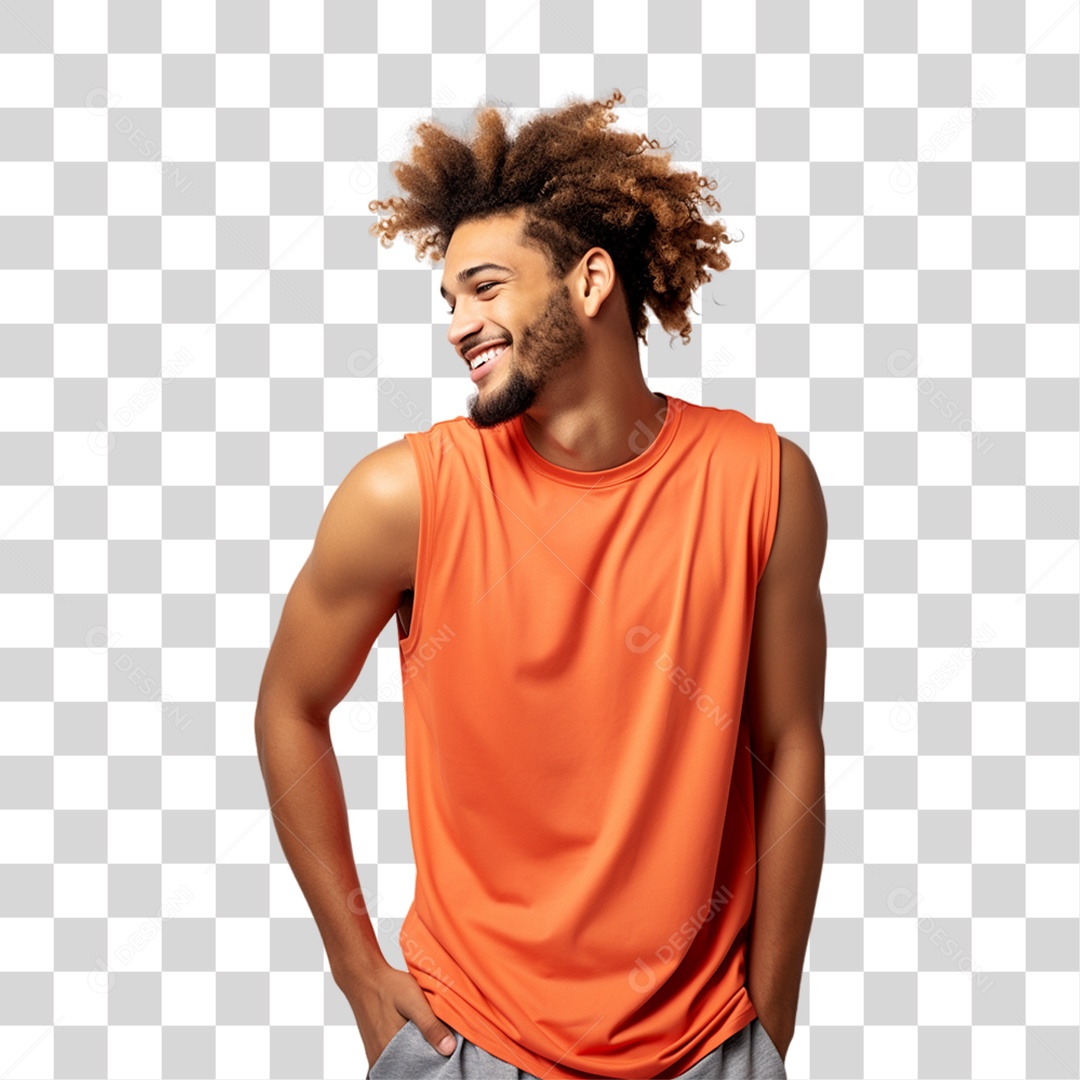 Homem com Camisa Regata Olhando para o Lado PNG Transparente