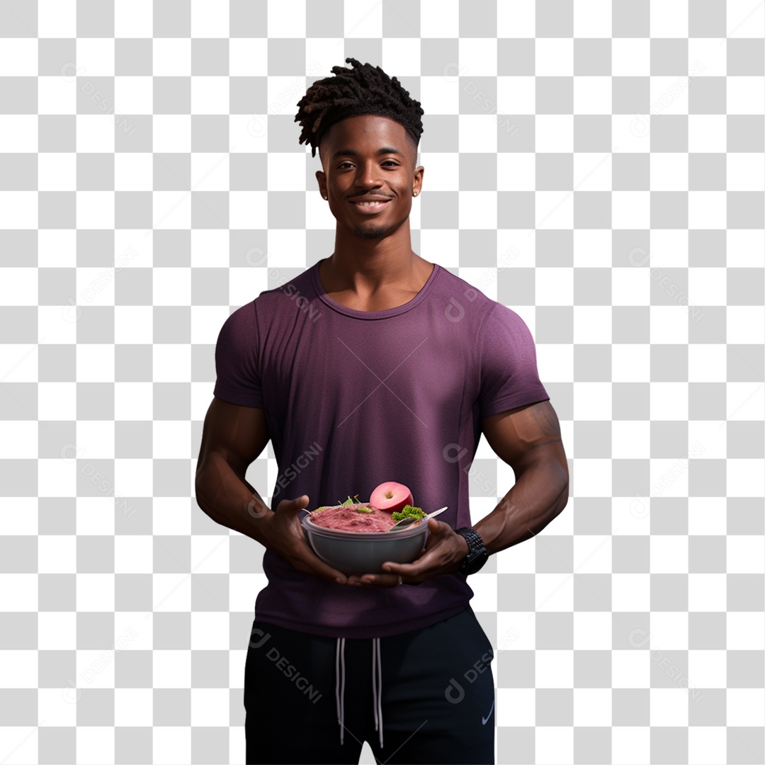 Mulher Segurando Vasilha com Salada de Frutas PNG Transparente