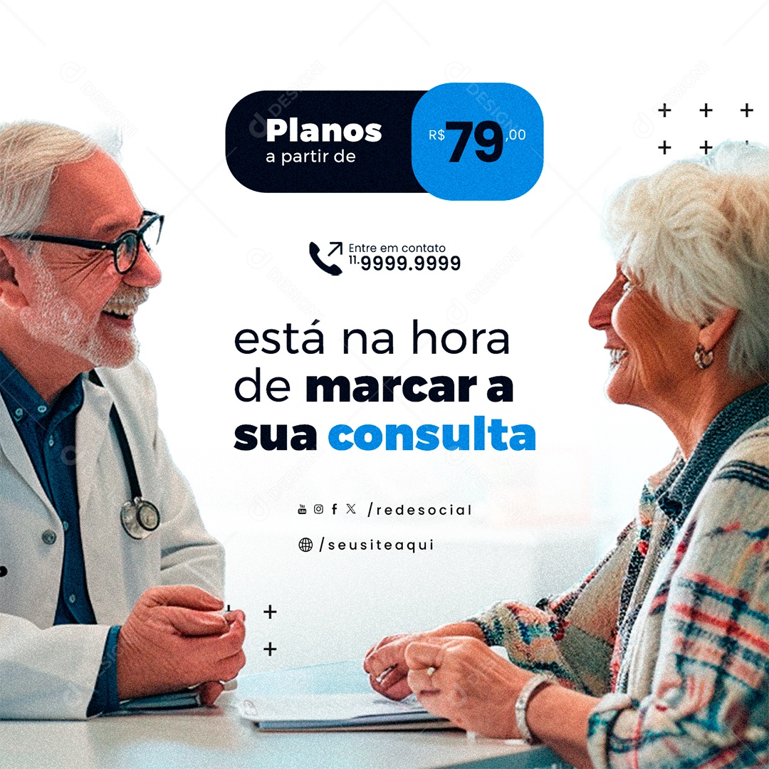 Clínica Médica Planos está na hora de marcar a sua consulta Social Media PSD Editável