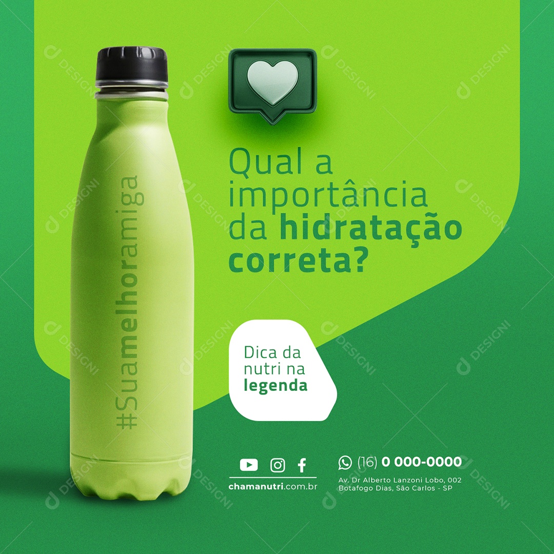 Nutricionista Qual a importância da hidratação correta Social Media PSD Editável