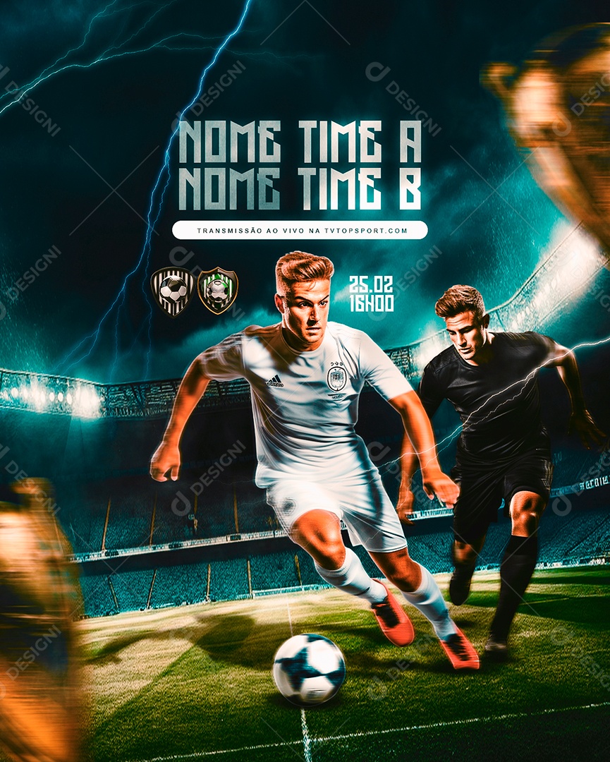 Futebol Nome Time A Nome Time B Transmissão Ao Vivo Social Media PSD Editável