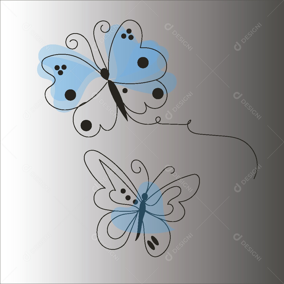 Desenhos de Borboletas Feito a Mão Vetor EPS