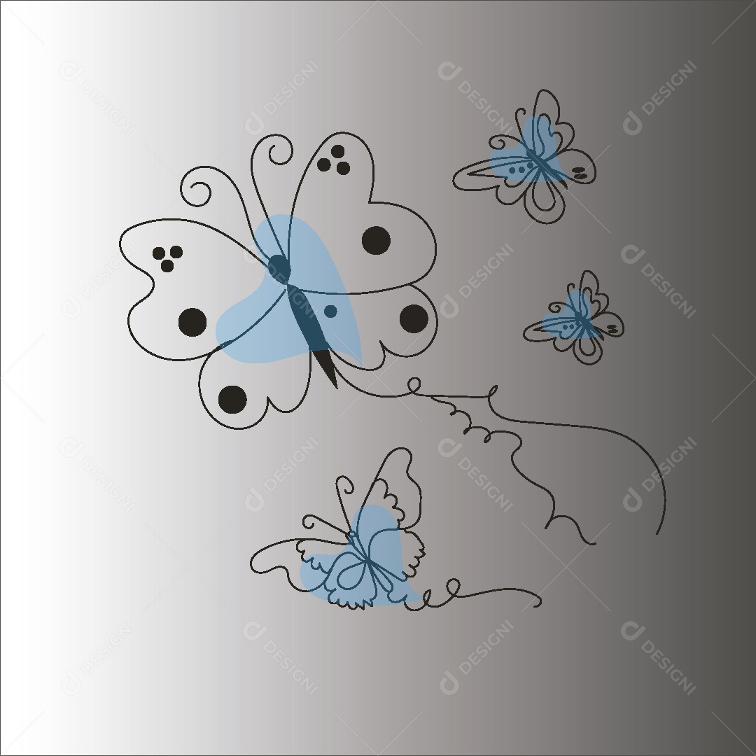 Desenhos de Borboletas Feito a Mão Vetor EPS