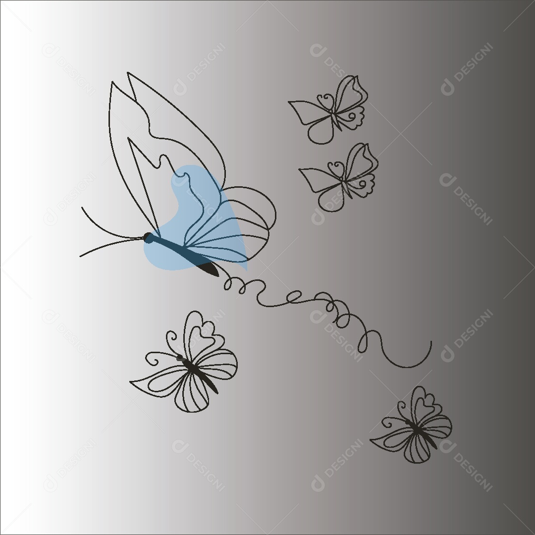 Desenhos de Borboletas Feito a Mão Vetor EPS
