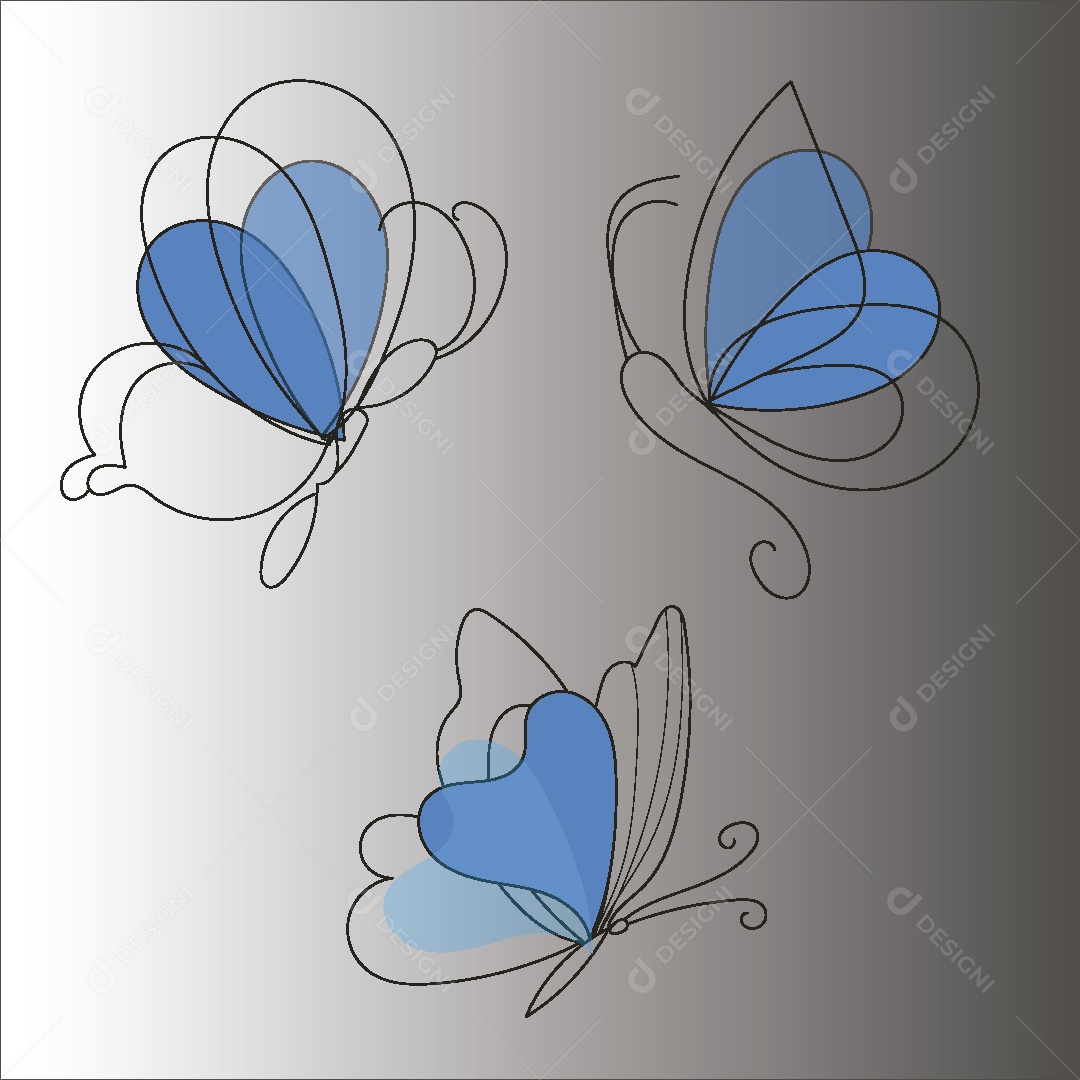 Desenhos de Borboletas Feito a Mão Vetor EPS