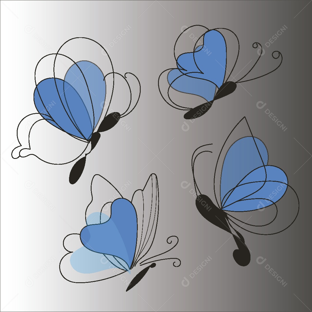 Desenhos de Borboletas Feito a Mão Vetor EPS