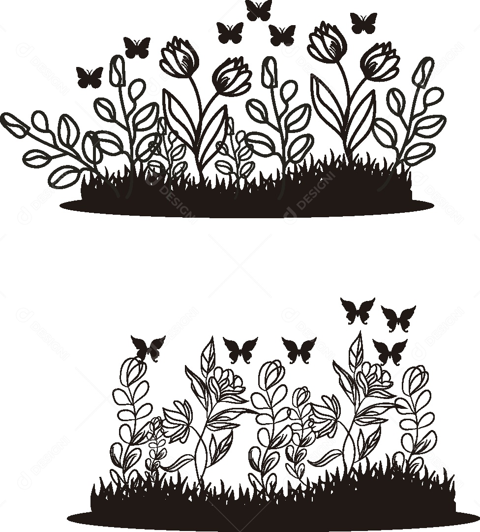 Silhueta de um Jardim Ilustração Vetor EPS