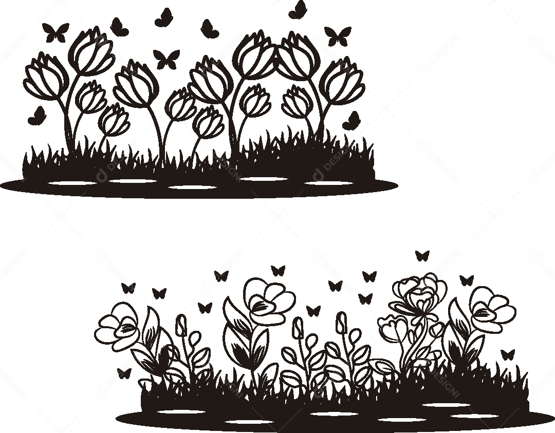 Silhueta de um Jardim Ilustração Vetor EPS