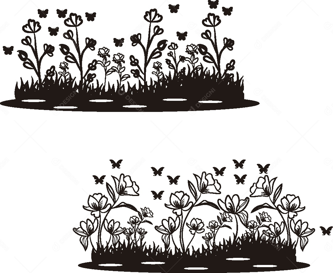 Silhueta de um Jardim Ilustração Vetor EPS