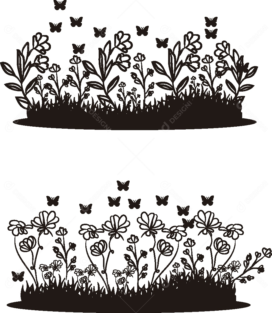 Silhueta de um Jardim Ilustração Vetor EPS