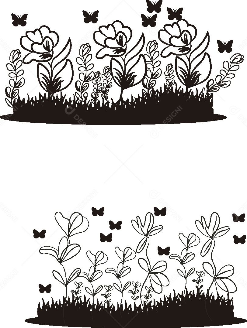 Silhueta de um Jardim Ilustração Vetor EPS