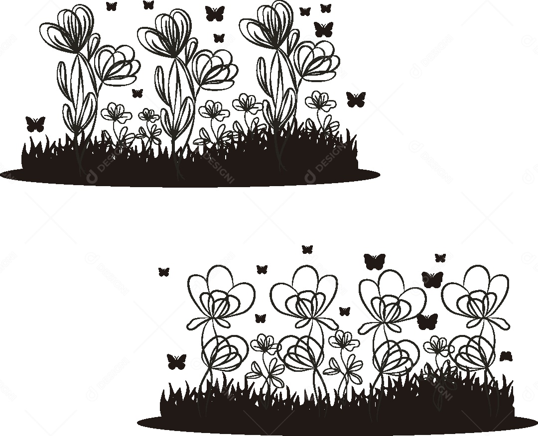 Silhueta de um Jardim Ilustração Vetor EPS