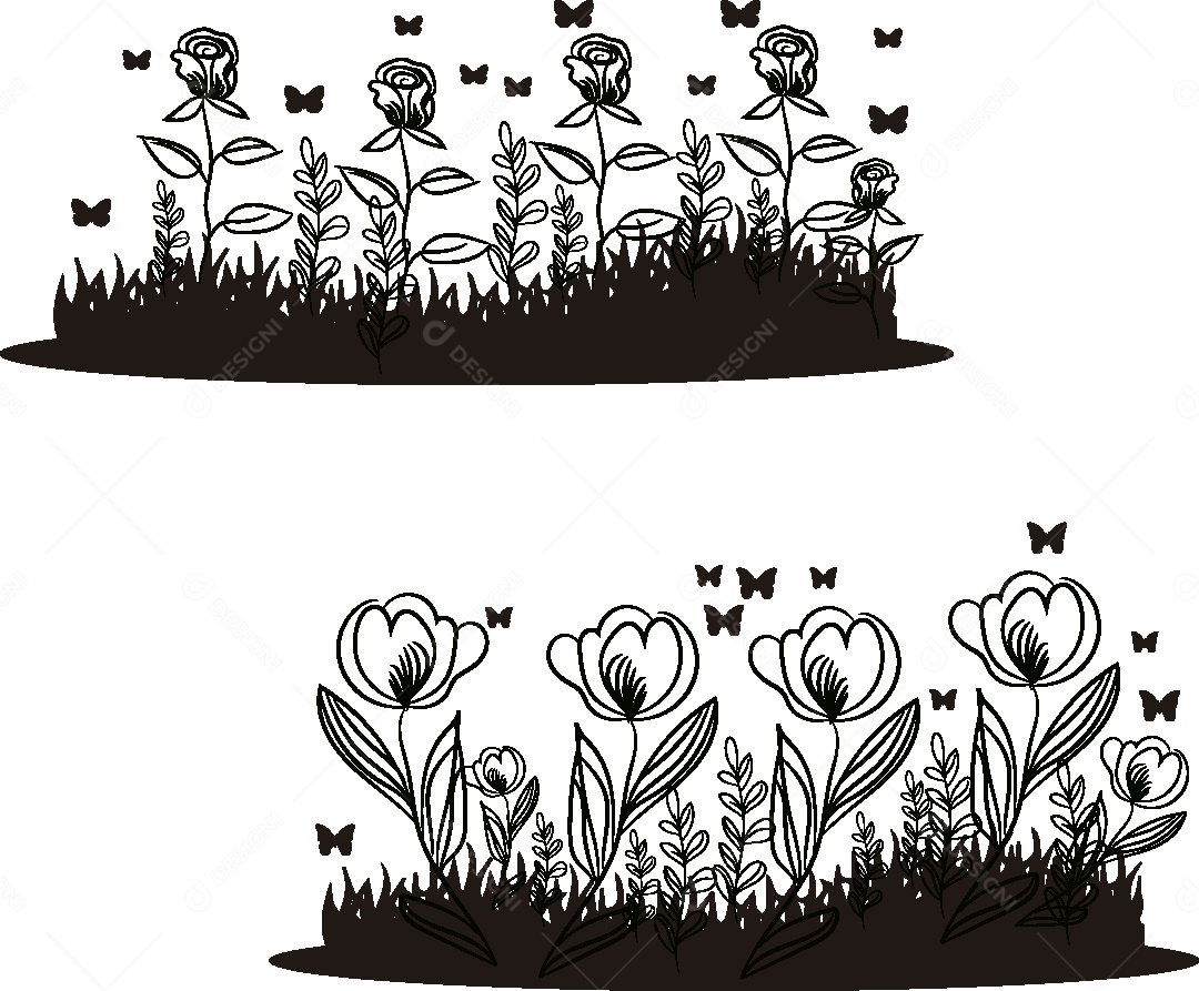 Silhueta de um Jardim Ilustração Vetor EPS