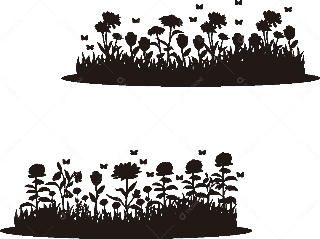 Silhueta de um Jardim Ilustração Vetor EPS