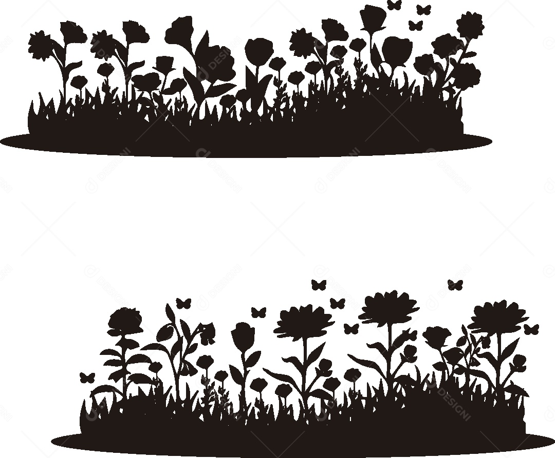 Silhueta de um Jardim Ilustração Vetor EPS