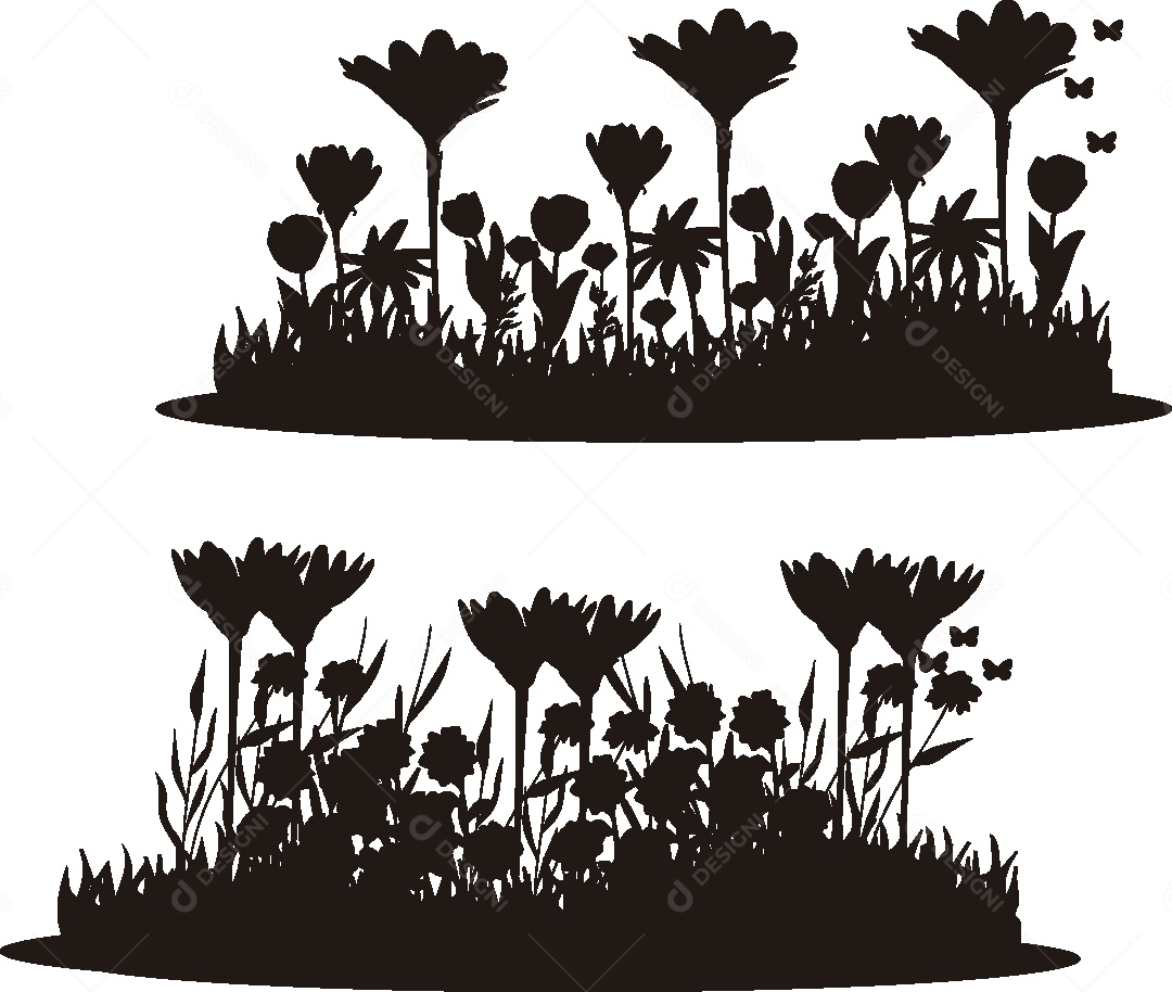 Silhueta de um Jardim Ilustração Vetor EPS