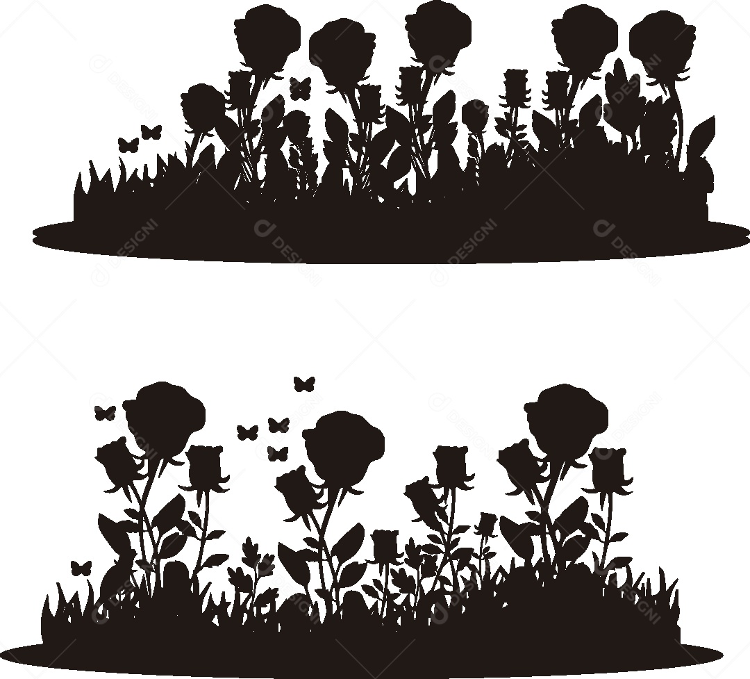 Silhueta de um Jardim Ilustração Vetor EPS