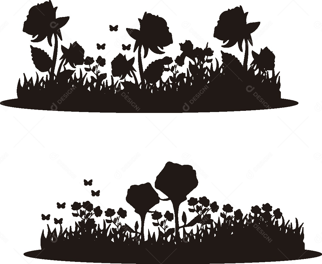 Silhueta de um Jardim Ilustração Vetor EPS