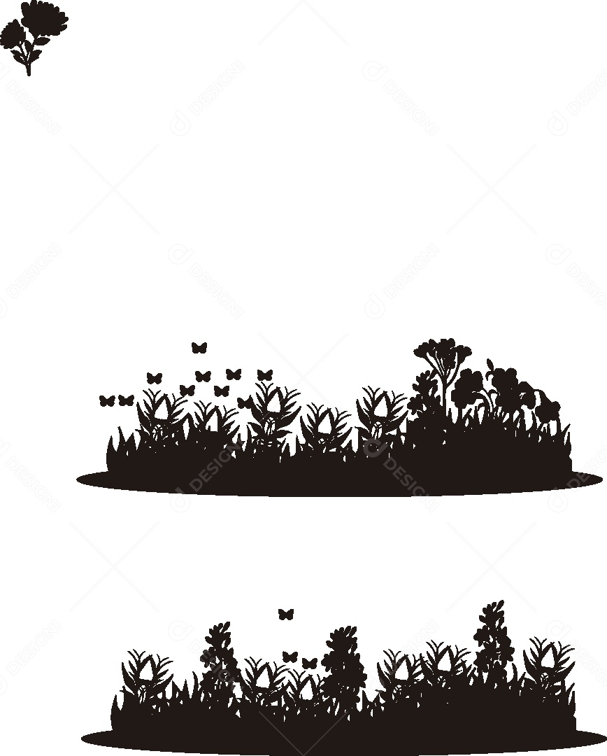 Silhueta de um Jardim Ilustração Vetor EPS