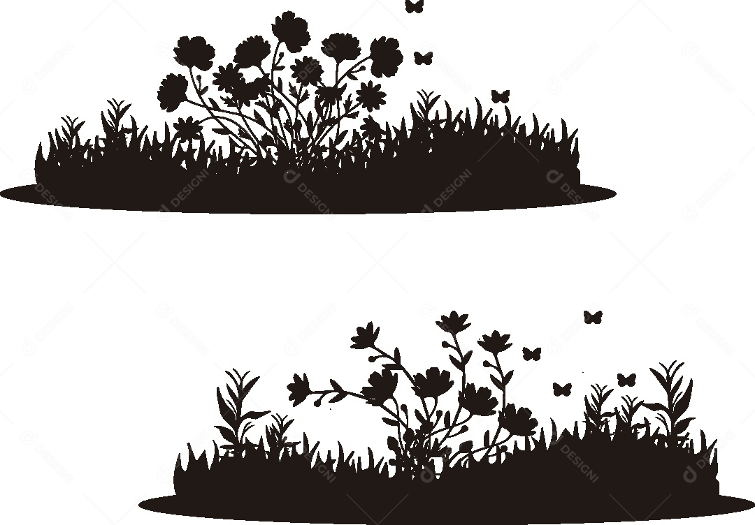 Silhueta de um Jardim Ilustração Vetor EPS