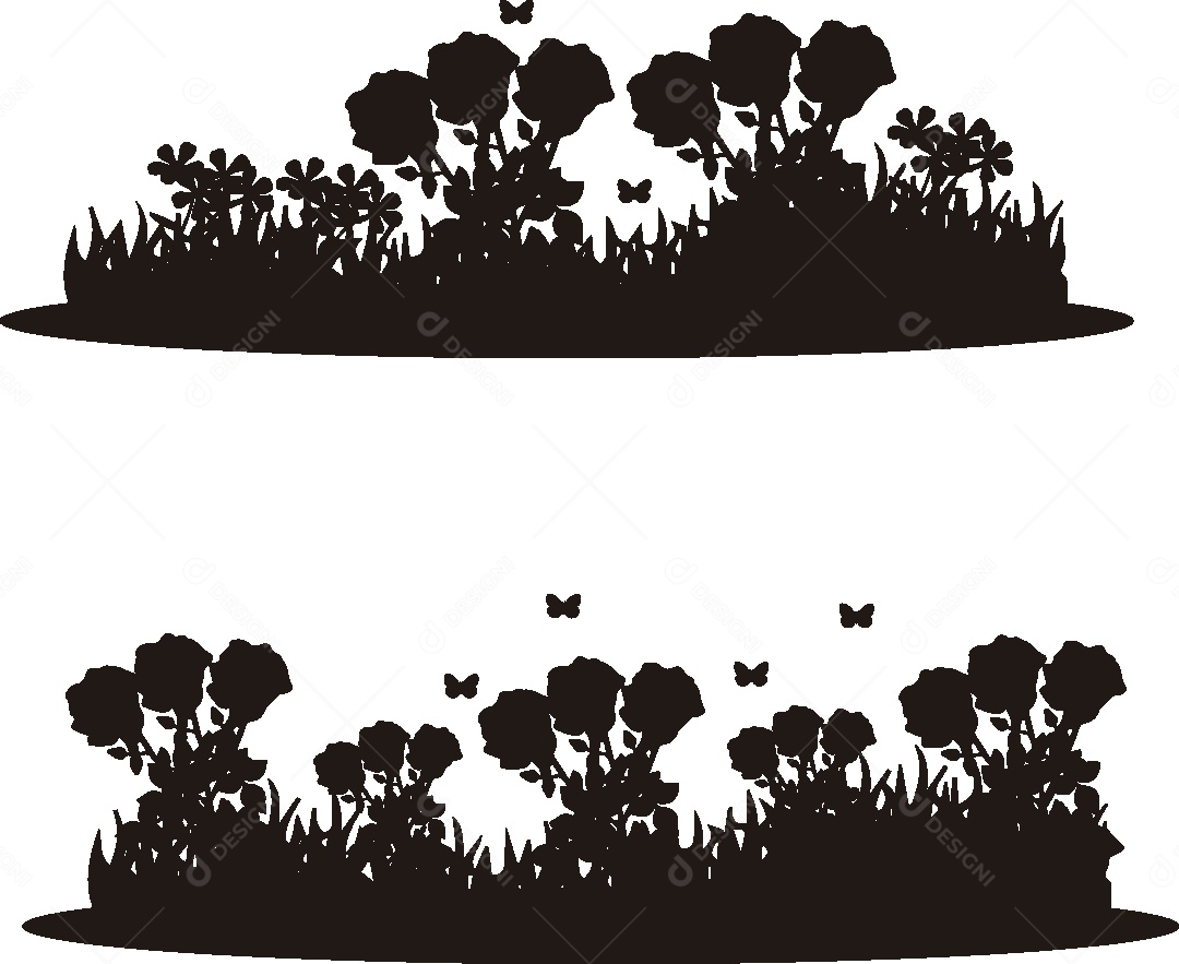 Silhueta de um Jardim Ilustração Vetor EPS