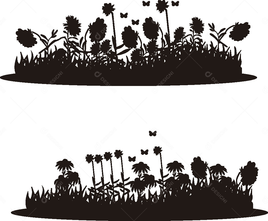 Silhueta de um Jardim Ilustração Vetor EPS