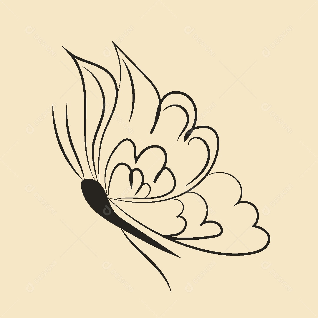 Desenhos de Borboleta Feito a Mão Vetor EPS