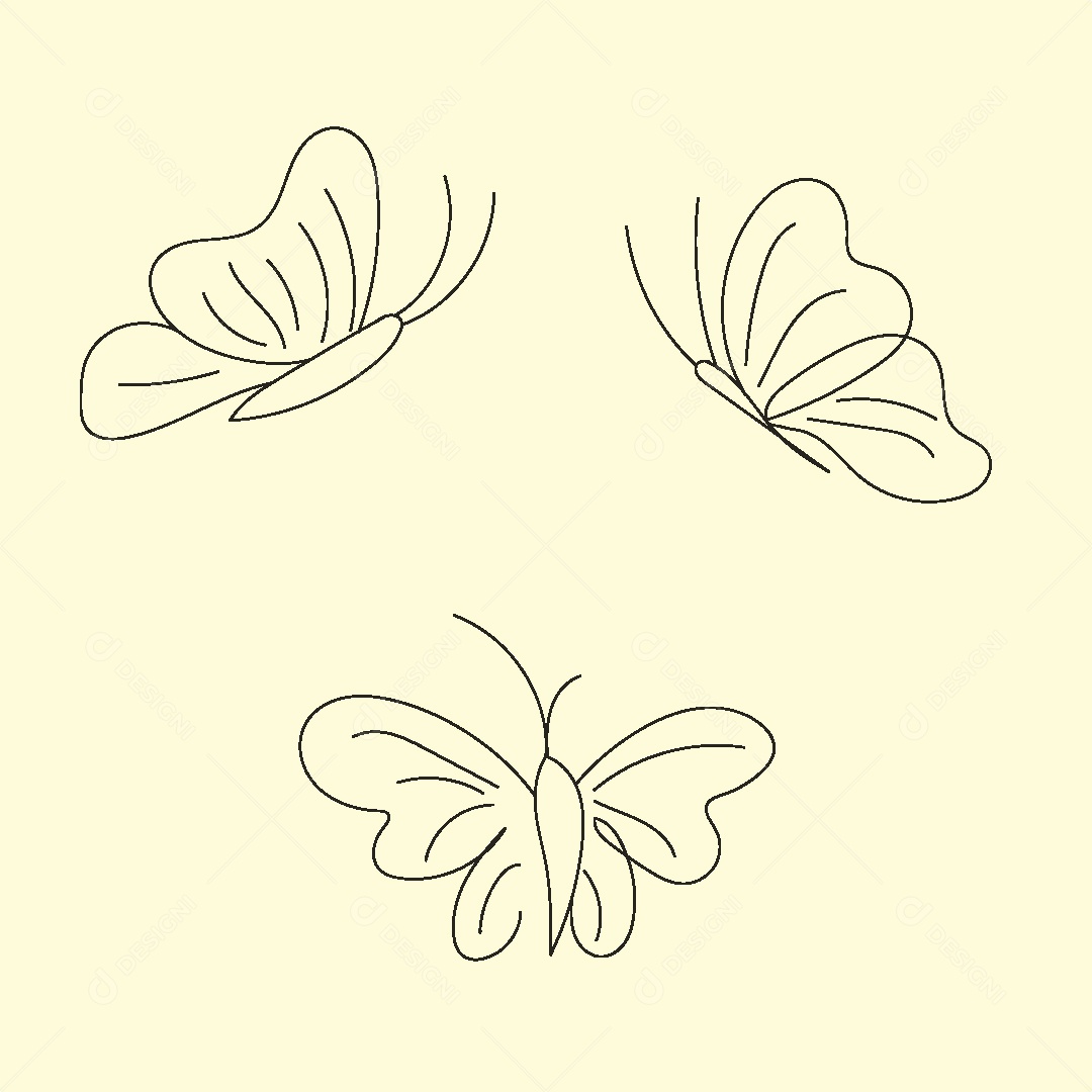 Desenhos de Borboleta Feito a Mão Vetor EPS
