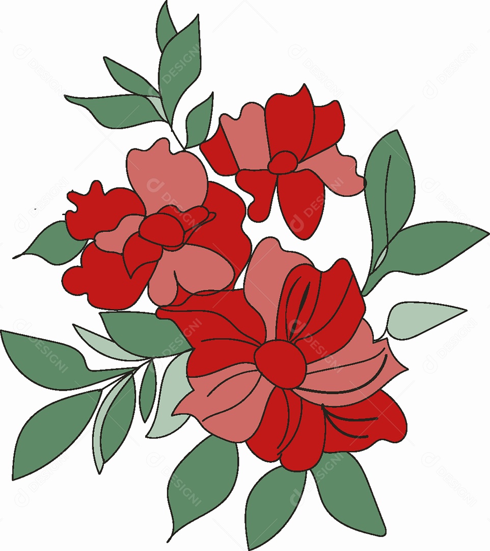 Desenhos de Flores Feito a Mão Vetor EPS