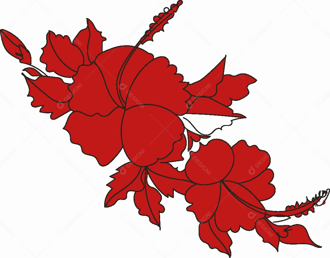 Desenhos de Flores Feito a Mão Vetor EPS