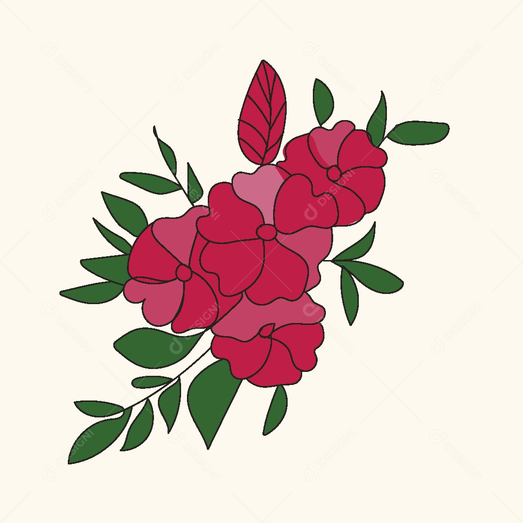 Desenhos de Flores Feito a Mão Vetor EPS