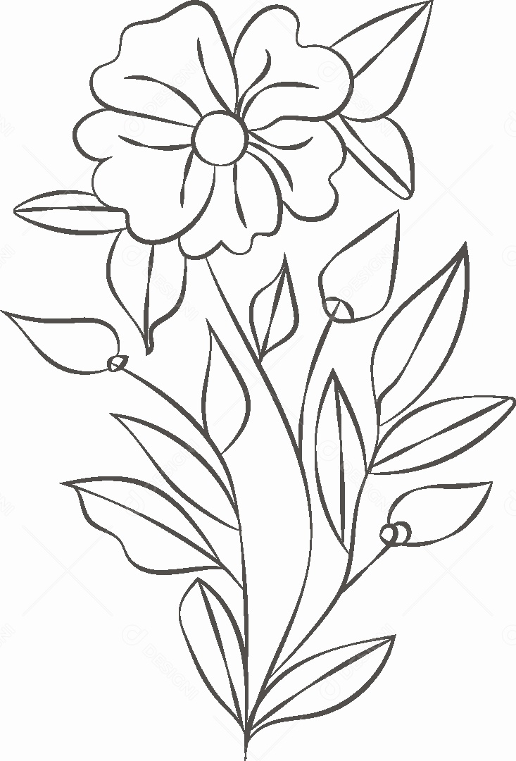 Desenhos de Flores Feito a Mão Vetor EPS