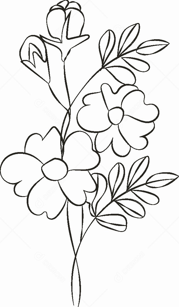Desenhos de Flores Feito a Mão Vetor EPS