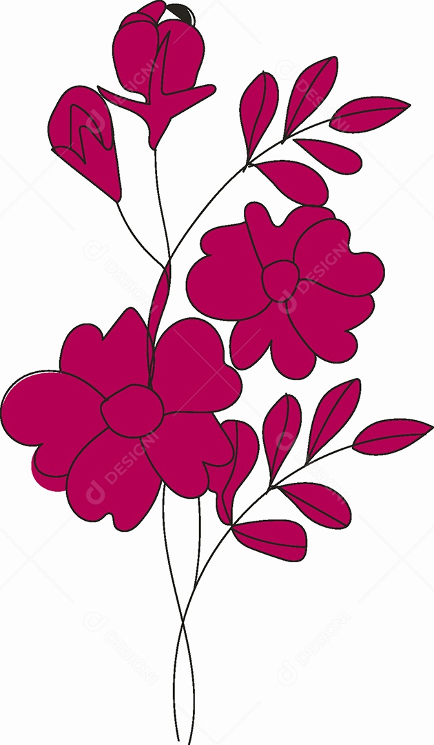 Desenhos de Flores Feito a Mão Vetor EPS