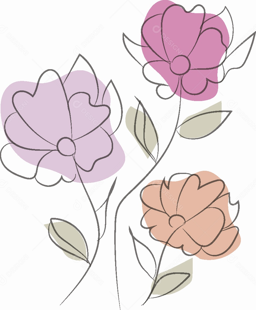 Desenhos de Flores Feito a Mão Vetor EPS