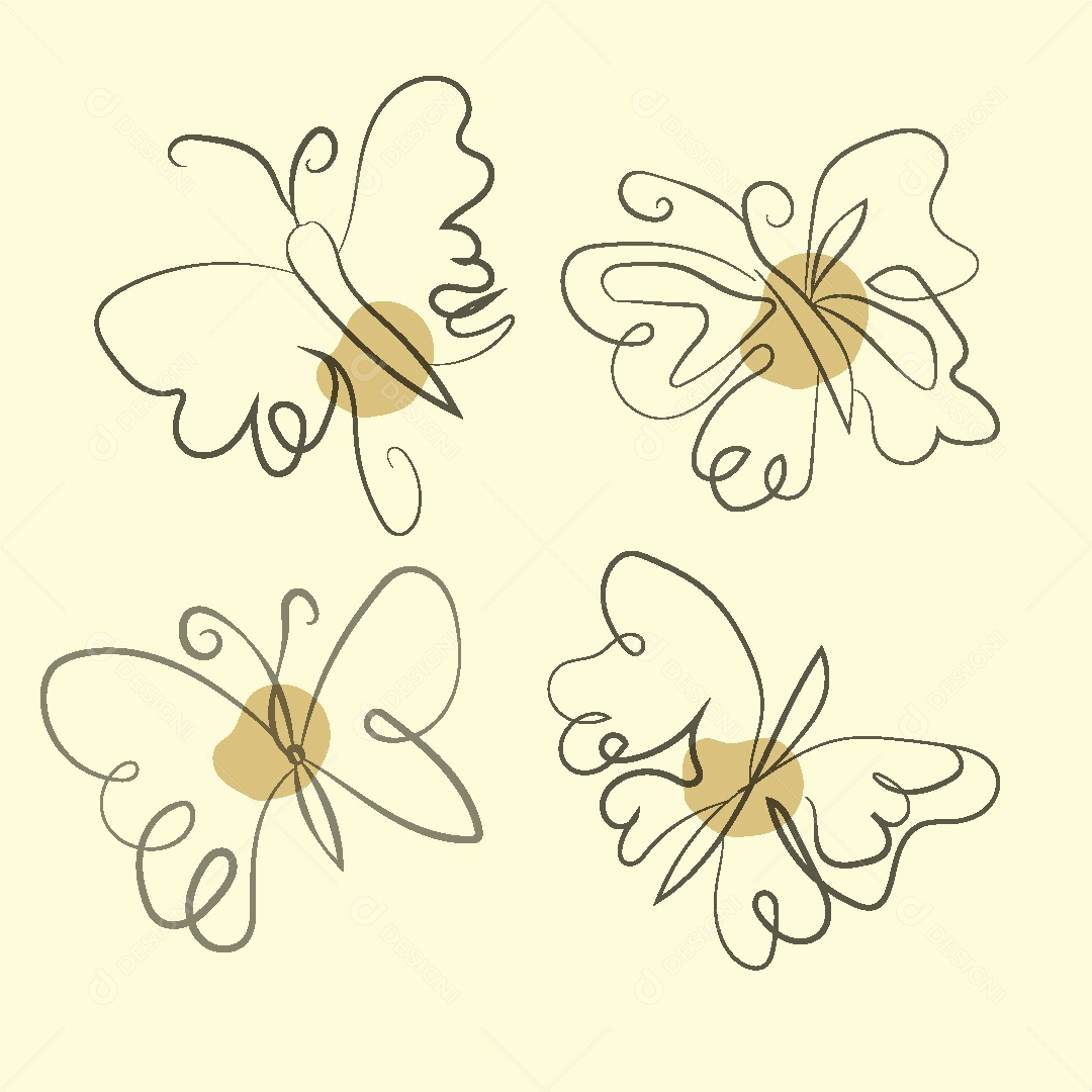 Desenho de Borboleta Feito a Mão Vetor EPS