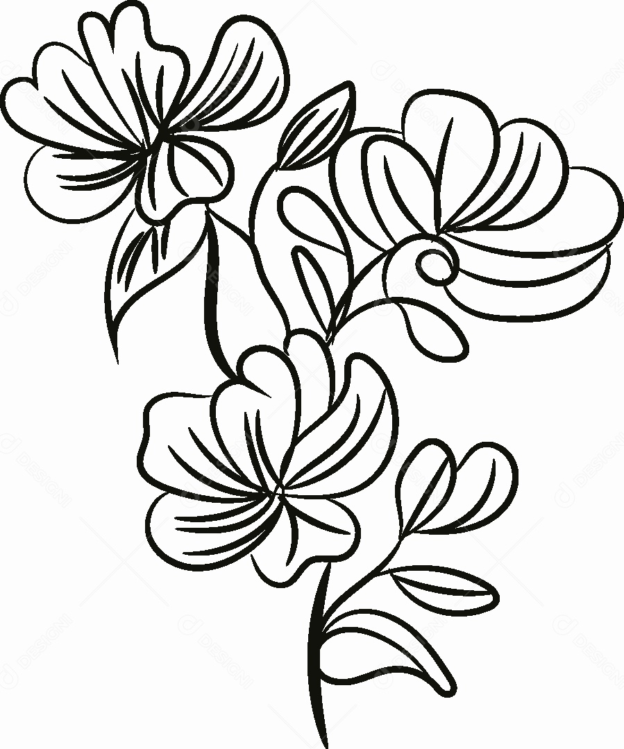 Desenho de Flores Feito a Mão Vetor EPS