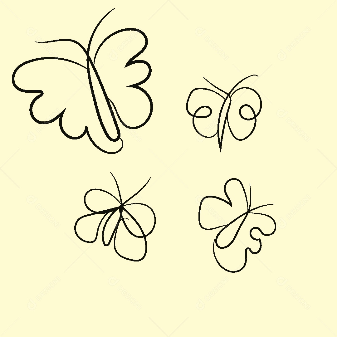 Desenho de Borboletas Feito a Mão Vetor EPS