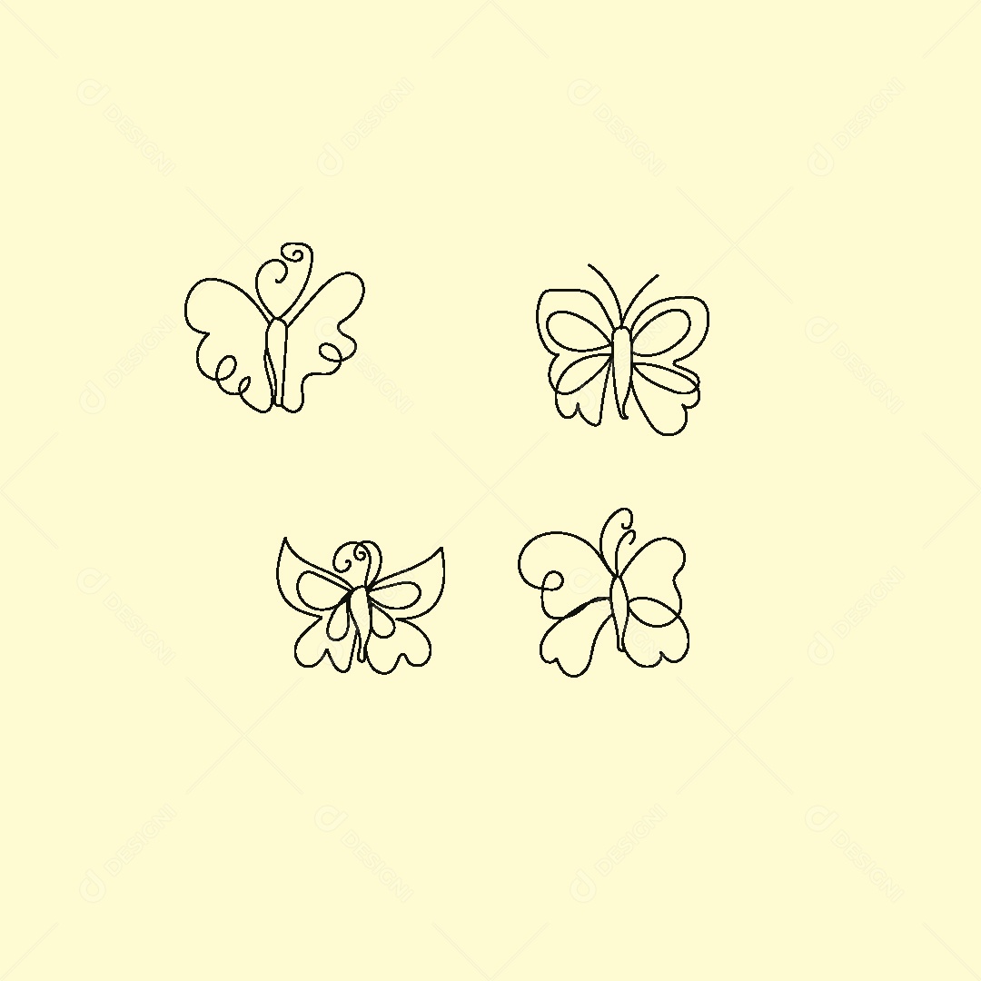 Desenho de Borboletas Feito a Mão Vetor EPS