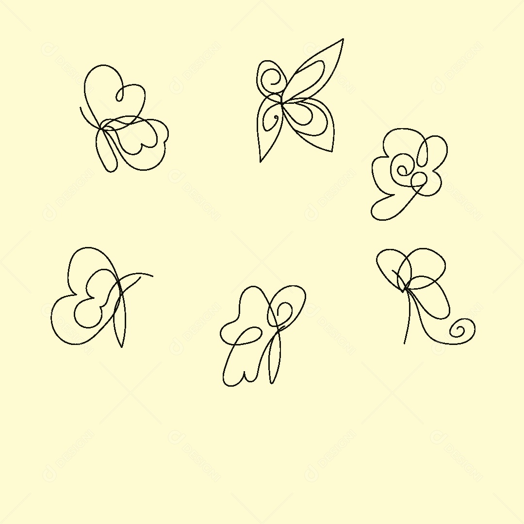 Desenho de Borboletas Feito a Mão Vetor EPS