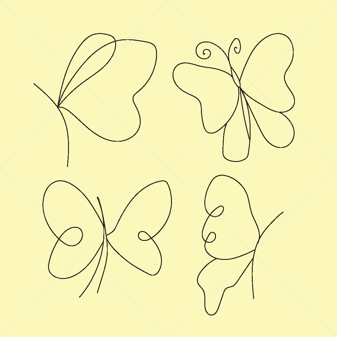 Desenho de Borboletas Feito a Mão Vetor EPS