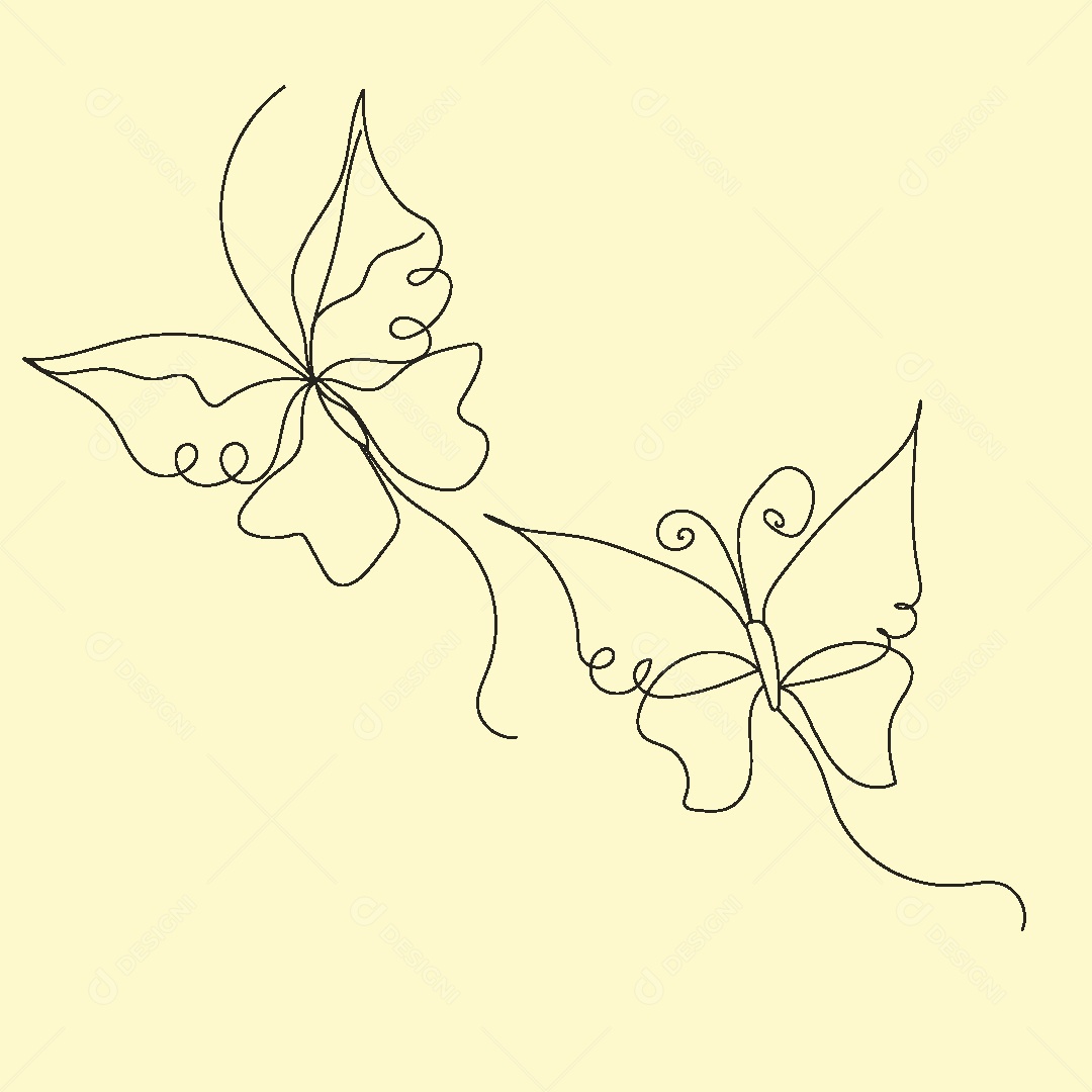 Desenho de Borboletas Feito a Mão Vetor EPS
