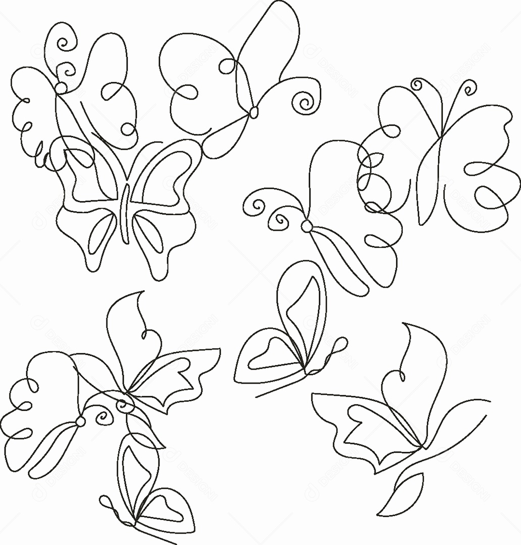 Desenho de Borboletas Feito a Mão Vetor EPS