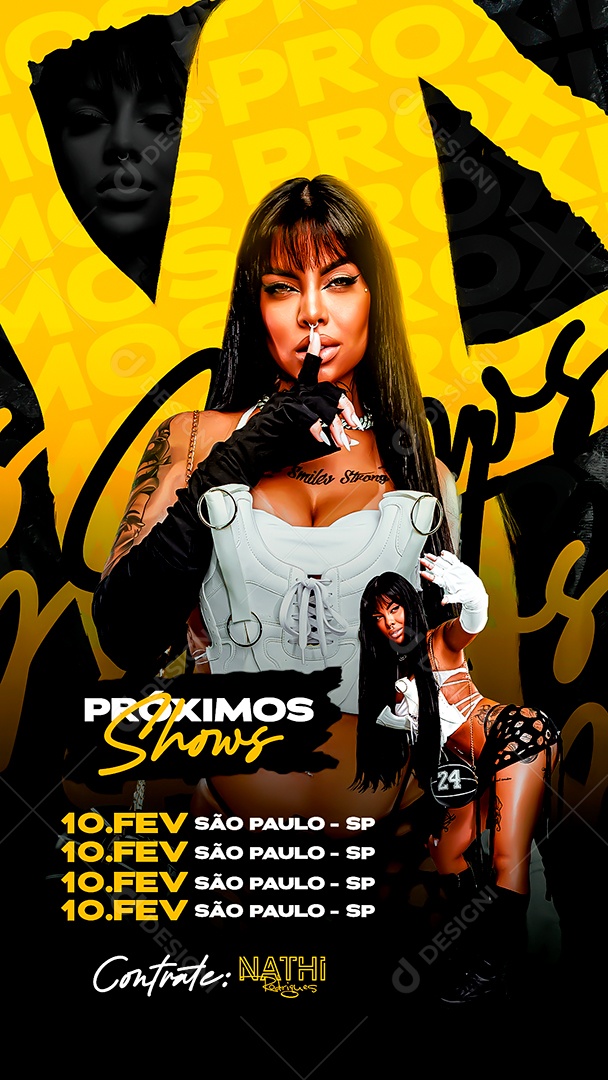 Story Flyer Próximos Shows Contrate DJ Nathi Rodrigues Social Media PSD Editável