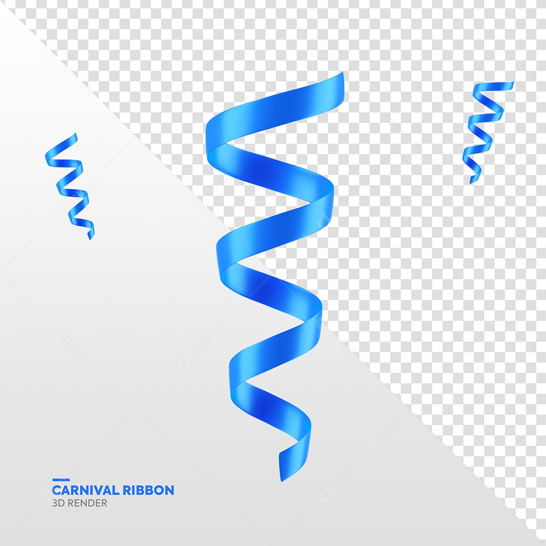 Fita de Carnaval Elemento 3D Azul para Composição PSD