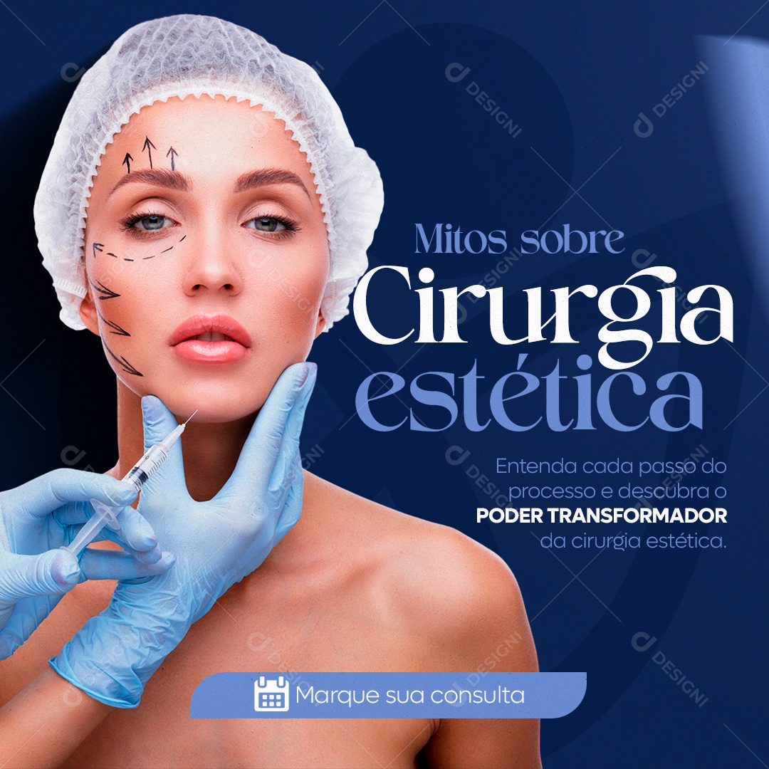 Clínica Estética Mitos sobre Cirurgia estética Social Media PSD Editável